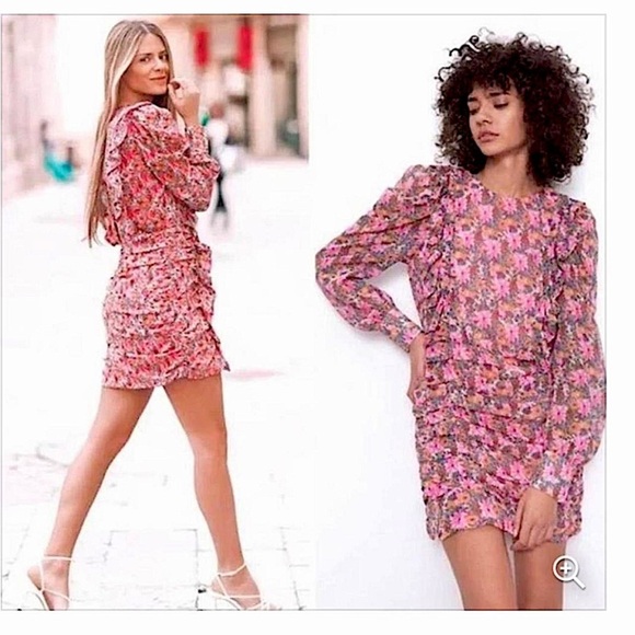ZARA Blogger Fav Floral Ruffle Mini Dress New Plus Size - Picture 15 of 16